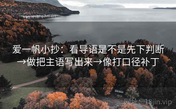 爱一帆小抄：看导语是不是先下判断→做把主语写出来→像打口径补丁